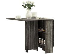 HOMCOM Mobile Drop Leaf Dining Table Folding Desk w/ 2 wheels Storage Shelves
