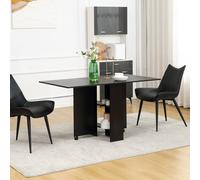 Homcom Mobile Drop Leaf Dining Table Folding Desk W/ 2 Wheels Storage Shelves In Black Black One Size