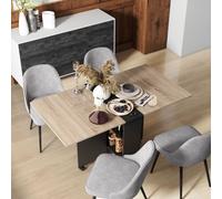 HOMCOM Mobile Drop Leaf Dining Table Folding Desk w/ 2 wheels Storage Shelves in Black HOMCOM Black