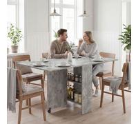 HOMCOM Mobile Drop Leaf Dining Table Folding Desk w/ 2 wheels Storage Shelves in Grey HOMCOM Grey