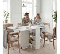 HOMCOM Mobile Drop Leaf Dining Table Folding Desk w/ 2 Wheels White