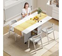 HOMCOM Mobile Drop Leaf Dining Table Folding Desk w/ 2 Wheels White