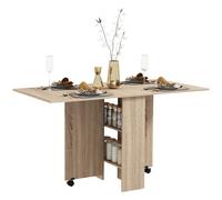 Mobile Drop Leaf Table Kitchen Table Extendable Dining Table w/ Shelves, Wheels