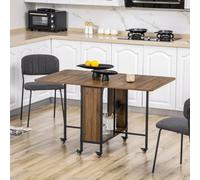 Homcom Mobile Drop Leaf Dining Table On Wheels With Shelf Brown In Light Brown Light Brown