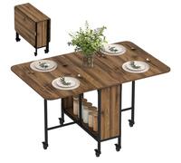 Homcom Mobile Drop Leaf Dining Table On Wheels With Shelf Brown In Light Brown Light Brown