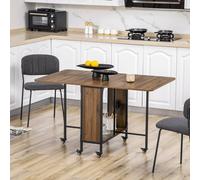 HOMCOM 6 Seater Light Brown Drop Leaf Mobile Dining Table - Wilko