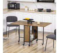 Mobile Drop Leaf Dining Table on Wheels with Shelf Light Brown HOMCOM Light Brown One Size