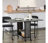 Drop Leaf Table Kitchen Table Extendable Dining Table with Wheels HOMCOM Grey One Size