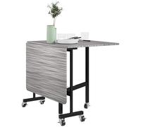 HOMCOM Mobile Drop Leaf Table, Folding Kitchen Table with 6 Wheels - Grey