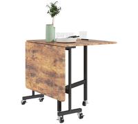 HOMCOM Mobile Drop Leaf Table, Folding Dining Table with 6 Wheels & Brakes, Kitchen Table for Small Spaces, Rustic Brown Rustic Brown