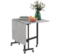 HOMCOM Mobile Drop Leaf Table, Folding Dining Table with 6 Wheels & Brakes, Kitchen Table for Small Spaces, Grey Marble Effect Grey