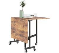 HOMCOM Mobile Drop Leaf Table, Folding Kitchen Table with 6 Wheels - Rustic Brown