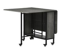 HOMCOM Mobile Drop Leaf Table Folding Kitchen Table Extendable Dining Table For