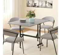 Homcom Mobile Drop Leaf Table, Folding Kitchen Table With 6 Wheels, Grey