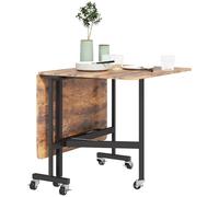 Homcom Mobile Drop Leaf Table, Folding Kitchen Table With 6 Wheels In Brown Brown