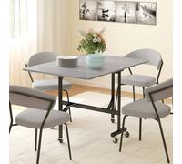 HOMCOM Mobile Drop Leaf Table, Folding Kitchen Table with 6 Wheels in Grey HOMCOM Grey
