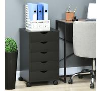 HOMCOM Filing Cabinet with 5 Drawers Black, Black