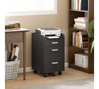 HOMCOM Mobile Filing Cabinet, File Cabinet with 3 Drawers, Black