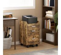 Homcom Mobile Filing Cabinet, File Cabinet With 3 Drawers, Rustic Brown