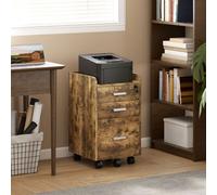 HOMCOM Mobile Filing Cabinet, Lockable File Cabinet with 2 keys Rustic Brown