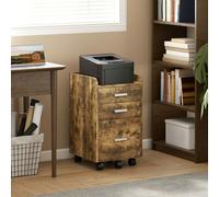 HOMCOM Mobile Filing Cabinet, Lockable File Cabinet with 2 keys Rustic Brown - Rustic Brown - 3