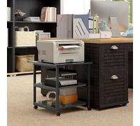 HOMCOM Mobile Printer Stand With Storage, Black, Black