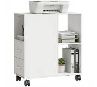 Homcom Mobile Printer Table With Drawers On Wheels For Home Office, White