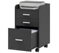 Homcom Mobile Rolling Filing Cabinet, File Cabinet With 3 Drawers, Black Black