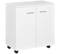 HOMCOM Mobile Sideboard Cabinet, Sideboard Storage Cabinet with 2 Doors and Internal Shelf for Office, 60 x 35 x 65 cm, White