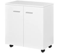 HOMCOM Mobile Sideboard Cabinet, Sideboard Storage Cabinet with 2 Doors and Internal Shelf for Office, 60 x 35 x 65 cm, White