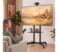 HOMCOM Mobile TV Stand on Wheels for 32-75 Inch Screens, Tilt, up to 50 kg | Max VESA 400 x 600 mm, Mobile TV Cart with Height Adjustable, Locking Wheels, Camera Shelf & Media Shelf, Black