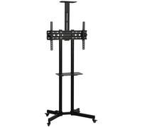 HOMCOM Mobile TV Stand on Wheels for 32-75 Inch Screens, Mobile TV Cart with Tilt, Height Adjustable, Black