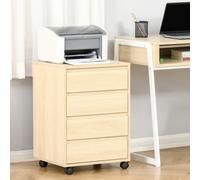 Homcom Mobile Vertical Filing Cabinet With 4 Drawers For Home, Natural