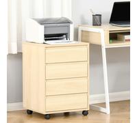 HOMCOM Mobile Vertical Filing Cabinet with 4 Drawers for Home, Natural