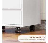 HOMCOM Mobile Vertical Filing Cabinet with 4 Drawers for Home Office, White