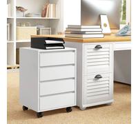 HOMCOM Mobile Vertical Filing Cabinet with 4 Drawers for Home Office, White HOMCOM White