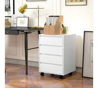 HOMCOM Four-Drawer Office Filing Cabinet, with Wheels - White, none