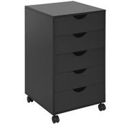 HOMCOM Mobile Vertical Filing Cabinet with 5 Drawers for Home Office, Black