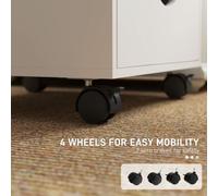 HOMCOM Mobile Vertical Filing Cabinet with 5 Drawers for Home Office, White
