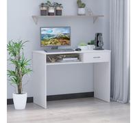 HOMCOM Modern 1-Drawer Computer Desk Study Standing Writing Table with Storage Shelf in White HOMCOM White