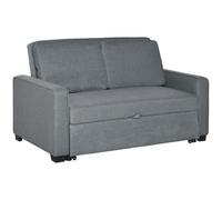 HOMCOM Modern 2 Seater Sofa Bed Click Clack Couch Sleeper for Living Room Grey
