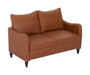 Homcom Modern 2 Seater Sofa, Pu Leather Upholstered Loveseat Settee In Brown Brown