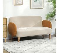 HOMCOM Modern 2 Seater Sofa w/ Rubber Wood Legs 130 x 74 x 76cm Cream Orange