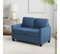 HOMCOM Modern 2 Seater Sofa with Spring Cushion, Back Pillow, Blue