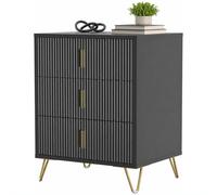 HOMCOM Modern 3 Drawer Dresser with Metal Legs & Steel Handles, Black HOMCOM Black