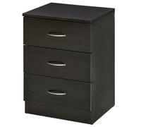 Homcom Modern 3 Drawers Side Table, Bedside Table With Wood Effect, Black