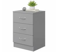 HOMCOM Three-Drawer Simple Bedside Table - Grey