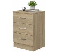 Homcom Modern 3 Drawers Side Table, Bedside Table With Wood Effect, Oak In Light Oak Light Oak