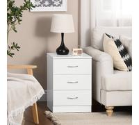 HOMCOM Modern 3 Drawers Side Table, Bedside Table with Wood Effect, White HOMCOM White
