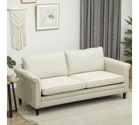 HOMCOM Modern 3 Seater Sofa for Living Room, Fabric Couch Settee, Cream